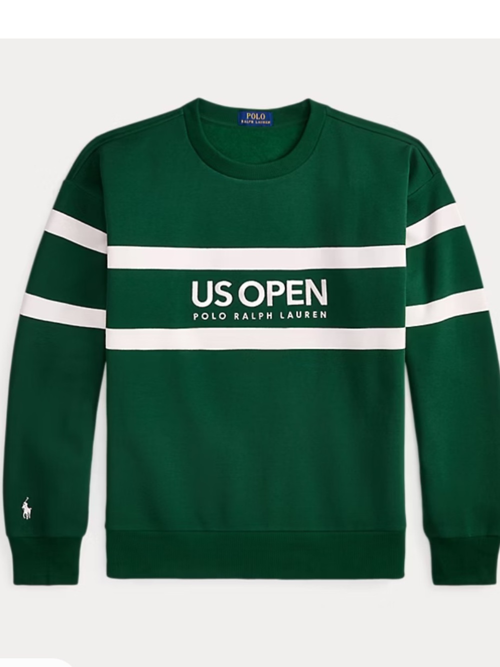 Polo Ralph Lauren US Open Green Stripe Crewneck Sweater xs vintage fit fleece